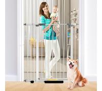 41 Inch Tall Baby Gate Auto Close Dog Gate Adjustable 29.92"-43.71" Wide Pressure Mounted Walk Through Swing Pet Gate for Doorways (White, 29.92"-43.71" Wide)