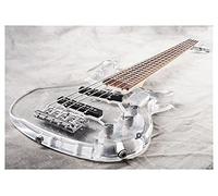 41 Inches 5 String Acrylic Body Bass Guitar Rosewood Fingerboard With LED Headless Portable Guitar