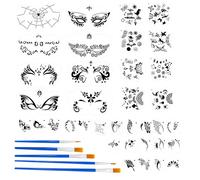 41-Pack Face Painting Kit Stencils, 36 Reusable Face Paint Stencils and 5 Painting Brushes for School Show, Birthday, Halloween, Christmas Party