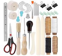 41 Pcs Bookbinding Tools Set 3 Pcs Bone Folder Paper Creaser Paper Folding Tool Book Binding Starter Tools Kit with Binding Ribbon Glue Brush Waxed Thread, Awl for Bookbinding
