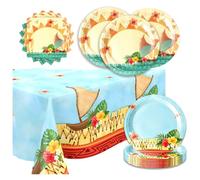41 Pcs Cartoon Ocean Adventure Party Tableware Set Birthday Supplies, Brave Ocean Princess Party Plates Napkins & Tablecloth for Tropical Luaus Birthday Party Decorations
