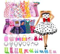 41 PCS Doll Clothes and Accessories, Including 10 Fashion Dress, 20 Shoes, 6 Necklace and 5 Bags for 11.5 Inch Dolls(Random Style)