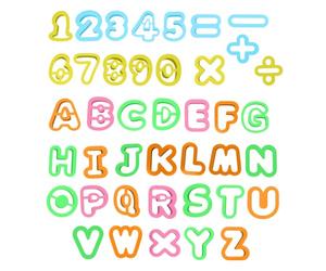 41 PCS Fondant Letter Cutters, Alphabet and Numbers Plastic Cookie Cutters Set, Plastic Letter Number Mathematical Symbol Cookie Cutter for Crafting