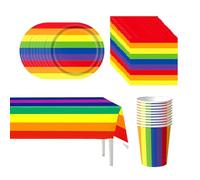 41 Pcs Rainbow Party Decorations, Party Plates Cups and Napkins Set, LGBTQ Dinnerware for Gay Pride Partys Tableware Kit Themed Decoration