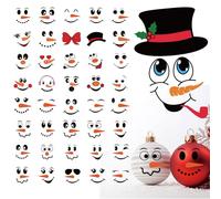 41 PCS Snowman Face Stickers for Crafts Christmas Vinyl Snowman Face Decals for Ornaments Glass Water Bottles Cup Window Wall Christmas Decorations