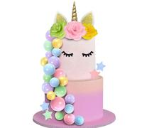 41 PCS Unicorn Cake Topper Unicorn Flower Cake Decorations with Flowers Balls Unicorn Happy Birthday Cake Decorations for Boys Girls Kids Birthday Party Baby Shower Supplies (Multicolor)