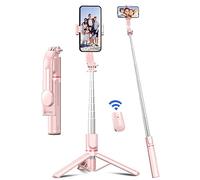 41'' Phone for Tripod, Selfie Stick Tripod Stand with Wireless Remote Extendable Aluminum Cell Phone Tripod Stand 360°Rotate Lightweight & Portable Tripod Compatible with iphone/Android (Pink)