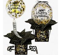 41-Piece Black Gold Birthday Money Box Cash Gift Pull, 12cm Cube | Premium Cardstock & Plastic,Eco-friendly,Black & Gold,Perfect for Birthday,Christmas & Graduation.Reusable & DIY Fun.