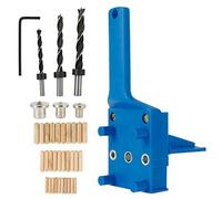41 Piece Drilling Template Tenon Drilling Template Wooden Dowels with Parallel Stop Set with Centring Pins 6 mm/8 mm/10 mm for Wooden Bolts with Hand (41 Pieces, Blue)