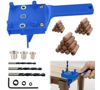41 Pieces Wood Dowel Jig Kit, 6/8/10mm Precision Drill Guide, Metal Bushings, Solid Centres & Spanner Woodworking Tools for Wooden Drilling and Locating