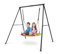 41" Saucer Swing Set with Heavy-Duty A-Frame, 264Lb Weight Capacity, 900D Waterproof Oxford fabric Platform Swing Seat with Adjustable Ropes,Safe and Durable Swing Seat for Children (Rainbow-Round)