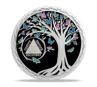 41 Year Sobriety Coin Tree of Life AA Medallion Alcoholics Anonymous Chip Anniversary Token Sobriety Gifts for Women Men in Recovery