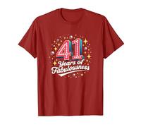 41 Years of Fabulousness Birthday Gift Retro Disco T-Shirt, Men, Cranberry, XL