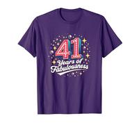 41 Years of Fabulousness Birthday Gift Retro Disco T-Shirt, Men, Purple, S