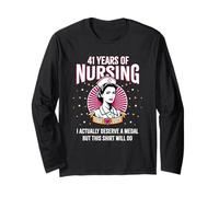 41 Years of Nursing Deserving a Medal Nurse Anniversary Long Sleeve T-Shirt