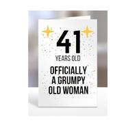 41 Years Old, Officially a Grumpy Old Woman Card, Funny, Joke, Gift, 41st Happy Birthday, Presents for Mum, Mummy, Grandma, Wife, Aunt, Her, Female, A5-164_84