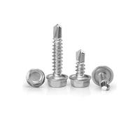 410 Stainless Steel Hexagon Washer Head Tapping Drilling Tail Screw for Sheets Wood Roofing Plastic(19mm,M4.2 (100pcs))