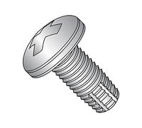 410 Stainless Steel Thread Cutting Screw, Plain Finish, Pan Head, Phillips Drive, Type F, 2-56 Thread Size, 3/16" Length (Pack of 100)