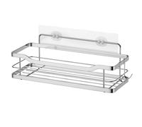 41053 Self-Adhesive Stainless Steel Shower Caddy - Rustproof Wall Shelf with 4 Hooks, 9kg Capacity, Silver