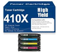 410X Black Cyan Yellow Magenta Toner Cartridges Compatible CF410X CF411X CF413X CF412X Toner for HP M377dw M452dw M452dn M452nw M477fnw M477fdn M477fdw with chip,4Pack-410X