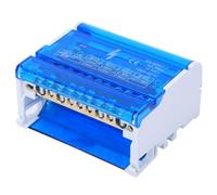 411 Terminal Block Distribution Box, Small 100A Din Rail 4 Level Single Phase with Transparent Dust Cover for Electrical Engineering Internal Wiring State Check
