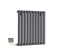 (413mm) Electric Single Oval Panel Radiators 600mm High 413mm Wide Anthracite