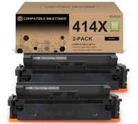 414X Black Toner Cartridges High-yield (with Chip) Works with Color Pro MFP M479fdw M479fdn M454dw M454dn M479dw M455dn M479 M454, Enterprise Laser M455dn M480f Printer | W2020X 414A W2020A, Pack of 2