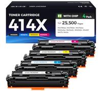 414X Toner Cartridge with Chip, Replacement for HP 414A 414X Toner, Compatible with Color Laserjet Enterprise M455dn MFP M480f, Pro M454 MFP M479 Series Printer (4-Pack Black Cyan Magenta Yellow)