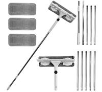 415cmTelescopic Window Cleaner Kit with Long Handle - 26cmSqueegee & Microfiber Scrubber, Window Cleaning Tools for High Windows, Shower Glass, Car, RV