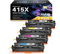 415X with Chip Compatible for HP 415X 415A Toner Cartridge Multipack for HP Color Laserjet Pro MFP M479dw M479fdw M454dw M454dn M479fdn M479fnw (4-Pack, Black Cyan Yellow Magenta)