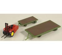 Auhagen 41635 Fork lift Truck & 2 x Flatbed Trailers 00/H0 Gauge Plastic Kit T48