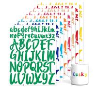 416Pcs Letter Stickers 8 Colors of Uppercase 8 Sheets Lowercase Alphabet Stickers Minimalist Self Adhesive Vinyl Letter Sticker for Scrapbook Supplies Decor Water Bottle