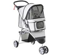 41BU Pushchair Dog Cat Pet Carrier Practical Folding Trolley 3 Wheels 75L x 45W x 97H cm Grey