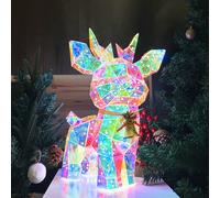 (41cm Colorful Deer, 1) 40.64cm Large Size, Christmas Reindeer, Lighted Holiday Displays, Deer Head LED Lights, Fairy Lights, Bell Reindeer