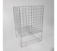 41cm Square Dump Bin Basket - White Polycoated Collapsible Display Bin for Retail - Adjustable Bottom Section - 78cm High - Flat Pack Assembly