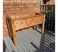 41cm x 109cm Large Rustic Chunky Wooden Raised Flower Bed Planter