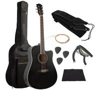 41in Acoustic Guitar - Guitar Kit with Case, Strap, Capo, Spare Strings, and Picks - Beginner Guitars for Kids and Adults by Hey Play (Black)