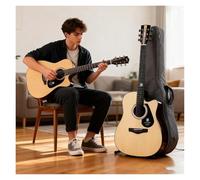 41in Beginner Acoustic Guitar, Full Size All Wood Cutaway Guitar Starter Set W/Case, Strap, Capo, Strings, Picks For Beginners Adult Teen(Natural)