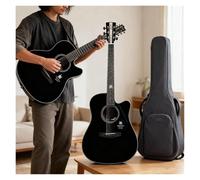 41in Beginner Acoustic Guitar, Full Size All Wood Cutaway Guitar Starter Set W/Case, Strap, Capo, Strings, Picks For Beginners Adult Teen(Black)