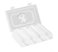 41mm Coin Holder Set with 60 Transparent Adjustable Coin Capsules and Foam Gaskets, PS+PP Coin Storage Case for Collectible, Secure Buckle
