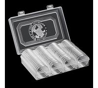 41mm Coin Holder Set with 60 Transparent Capsules and Foam Washers, Adjustable Inner Pads for 19-41mm Coins, Organiser for Coin Collectors and Hobbyists