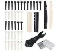 41PCS Acoustic Guitar Bridge Pins Pegs, Acoustic Guitar Pegs with Pin Puller Remover Saddle Nut Bridge Pin (White+Black)