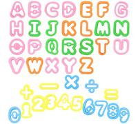 41PCS Alphabet Playdough Cutters with Mathematical Symbols & Numbers Cutters, Colorful alphabet cookie cutters, Durable fondant letter Mold for Learning Letters, Number, Counting, and Crafting