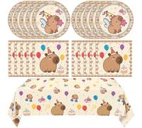 41PCS Capybara Party Supplies Set - Includes Capybara Plates, Napkins & Tablecloth - Perfect for Birthday Decorations, 20 Guest Set