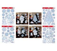 41Pcs Christmas Window Stickers, Santa, Penguin, Snowman & Snowflake Design, 4 Sheets Reusable Double-Sided Xmas Window Clings, Large Decals for Shop & Home Glass Holiday Decorations