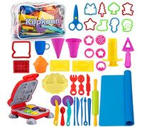 41Pcs Dough Tools and Cutters with Play Mat, Dough Play Accessories Molds for Kids, Shape, Scissors, Rolling Pin, Storage Bag, Arts and Crafts Kits Gift for Boys Girls