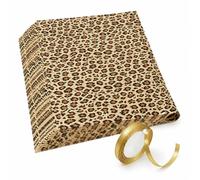 41PCS Leopard Print Wrapping Paper, Patterned Tissue Paper for Gifts | Premium materials, forty leopard sheets with one 22 m gold ribbon for gift wrappers, parties and craft tables