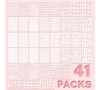 41Pcs Letter Stencils Reusable 1/2,3/4,1,5/4,2Inch Small Plastic Templates for Scrapbook 5 Font Alphabet Number Shape Stencils for Painting Art Crafts Drawing Journal Notebook Fabric Home Decor