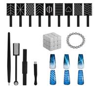 41Pcs Nail Magnet Tool Set, Cat Eye Nail Magnet for Gel Polish Dual-Head S-shape Magnetic Sticks & Pens Kit for DIY Nails Gradient Design Accessories