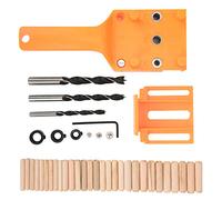 41Pcs Set Carpentry Wood Drilling Guide Tool DIY Straight Drill Hole Locator Woodworking Supply with 3 Woodworking Drills 30 Dowels and Wrench for Professional Woodworkers and DIY (Orange)